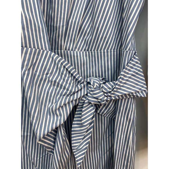 Vince Women's Furrow Stripe Wrap Shirt Dress Blue White Collared Size Small - Picture 5 of 9